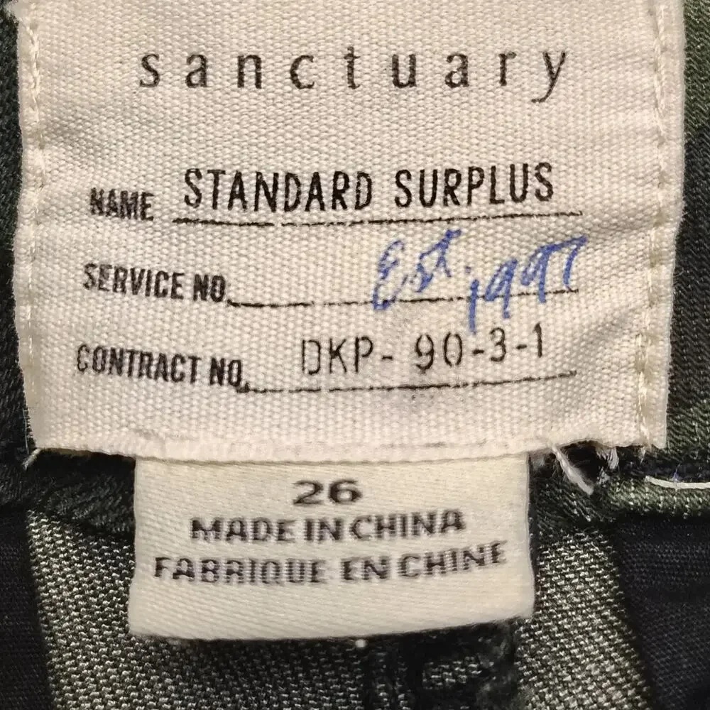 Sanctuary Standard Surplus Camo Skinny Jeans Women's 26 Military Utility Pants